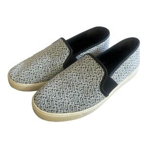 Vince Women's Size 8 M Blair Black White Knit Closed Round‎ Toe Slip On Sneakers